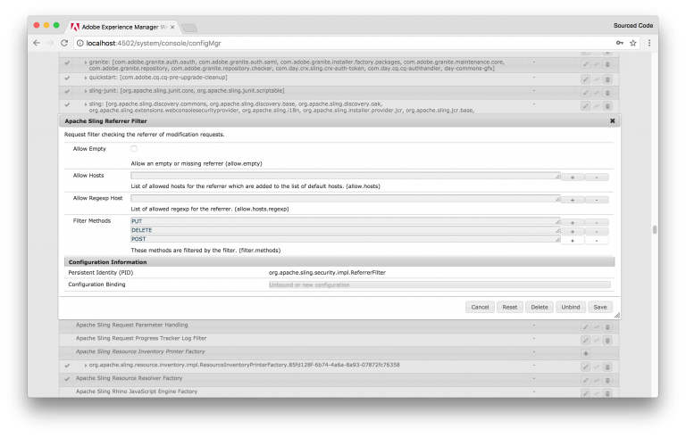 What is the AEM Apache Sling Referrer Filter OSGI configuration ...