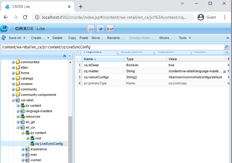displaying the required properties and values